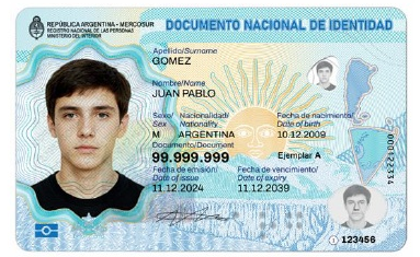 Ejemplar de DNI argentino